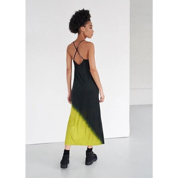 Ninety Percent Tencel Jersey Cross Back Dip-Dye Slip Dress Black and Acid size X - Picture 2 of 10